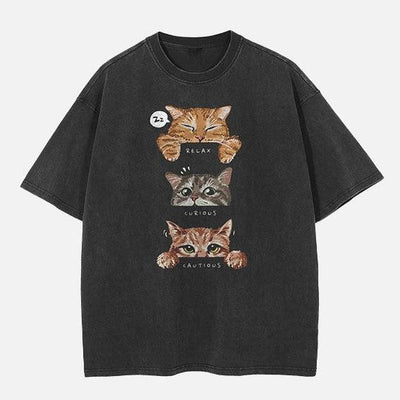 Kedi Modları Temalı Oversize T-Shirt